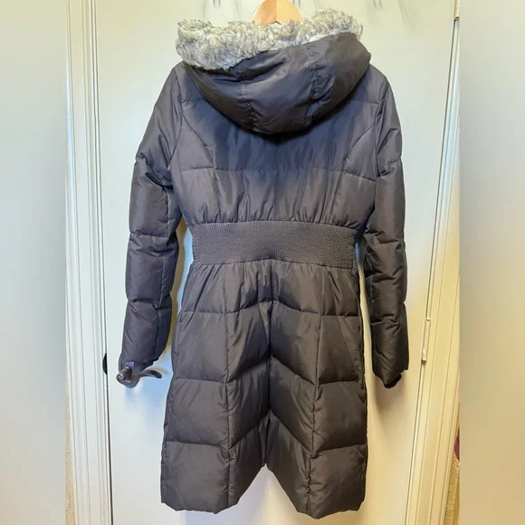 Mango Quilted Long Coat, Chocolate Brown, Size L - Picture 3 of 17